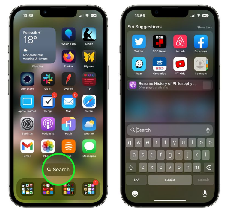 江北苹果手机维修分享升级到 iOS 16 后，如何删除主屏幕上的搜索按钮 